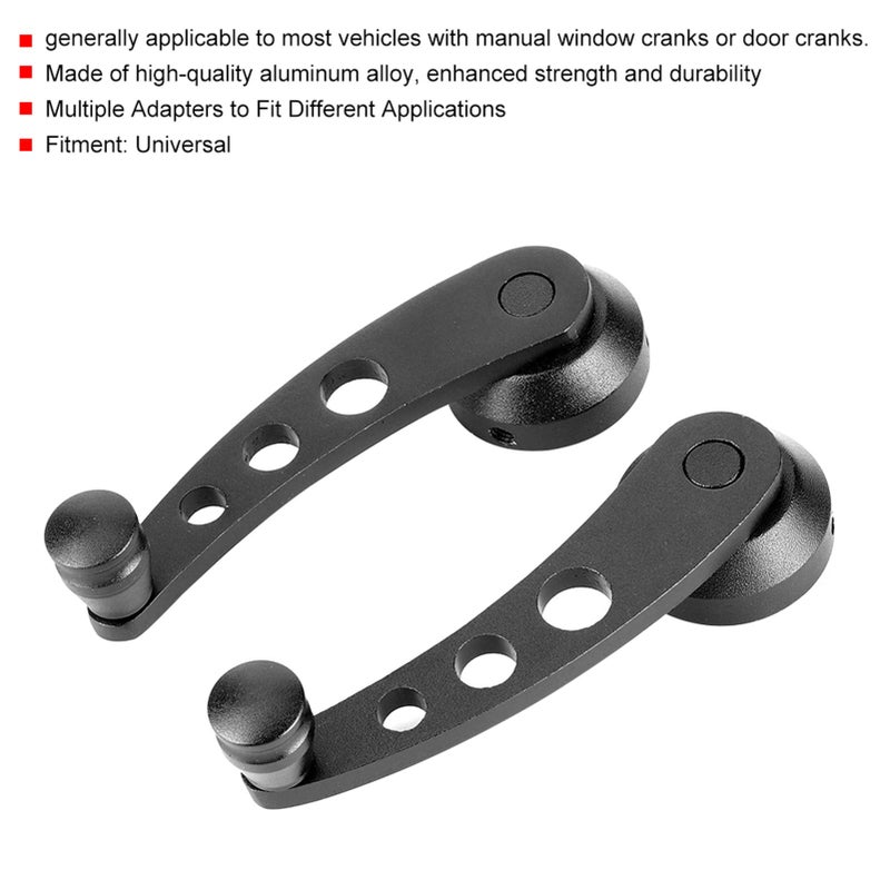 Senyar Window Crank Window Cranks  Universal Window Winder Glass Cranks Handle Door Aluminum Alloy Automotive Replacement Riser Handle Car Refitting (Black) - Image 2
